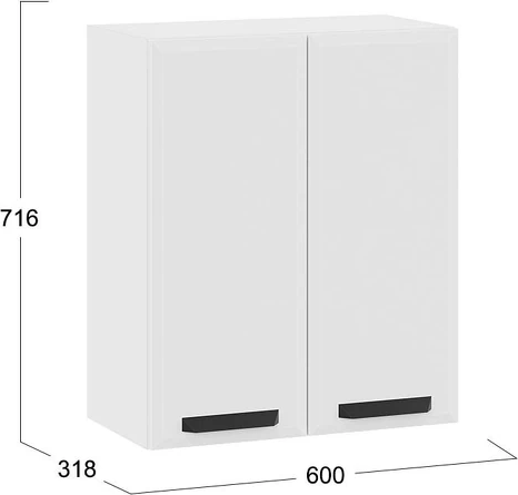 Изображение товара Шкаф навесной для кухни ТриЯ Тиана 1ВВ6 с двумя дверьми (белый/белый супермат)