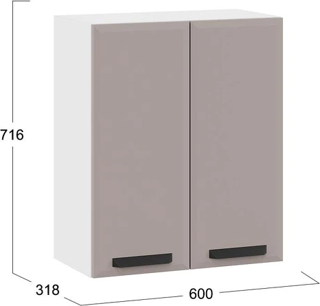 Изображение товара Шкаф навесной для кухни ТриЯ Тиана 1ВВ6 с двумя дверьми (белый/мокко супермат)
