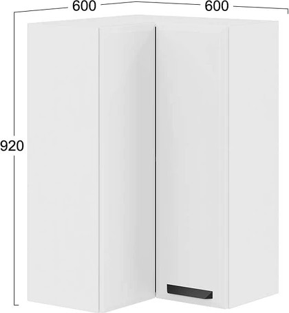 Изображение товара Шкаф навесной для кухни ТриЯ Тиана 1ВВ6УП угловой прямой (белый/белый супермат)