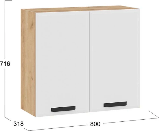 Изображение товара Шкаф навесной для кухни ТриЯ Тиана 1ВВ8 с двумя дверьми (дуб крафт золотой/белый супермат)