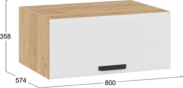 Изображение товара Шкаф под вытяжку ТриЯ Тиана 1ВВ8Г с одной откидной дверью (дуб крафт золотой/белый супермат)