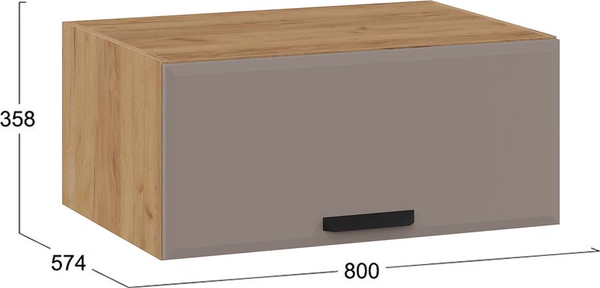 Изображение товара Шкаф под вытяжку ТриЯ Тиана 1ВВ8Г с одной откидной дверью (дуб крафт золотой/мокко супермат)