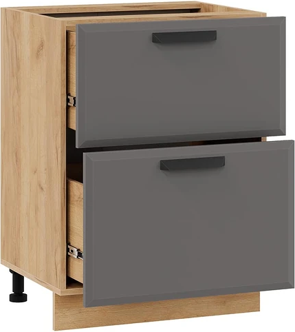 Изображение товара Шкаф-стол кухонный ТриЯ Тиана 1Н5Я2 с двумя ящиками (дуб крафт золотой/асфальт супермат)