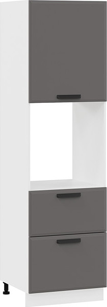 Изображение товара Шкаф-пенал кухонный ТриЯ Тиана 1П6Я2 с одной дверью и двумя ящиками (белый/асфальт супермат)