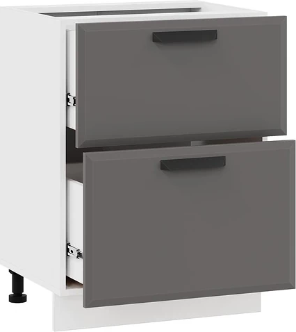 Изображение товара Шкаф-стол кухонный ТриЯ Тиана 1Н8Я2 с двумя ящиками (белый/асфальт супермат)