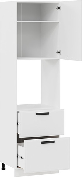 Изображение товара Шкаф-пенал кухонный ТриЯ Тиана 1П6Я2 с одной дверью и двумя ящиками (белый/белый супермат)