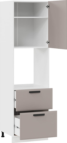 Изображение товара Шкаф-пенал кухонный ТриЯ Тиана 1П6Я2 с одной дверью и двумя ящиками (белый/мокко супермат)