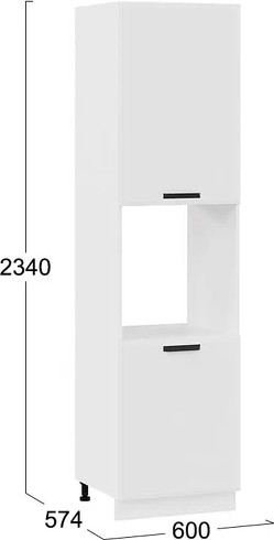 Изображение товара Шкаф-пенал кухонный ТриЯ Тиана 1ПВ6 с двумя дверями (белый/белый супермат)