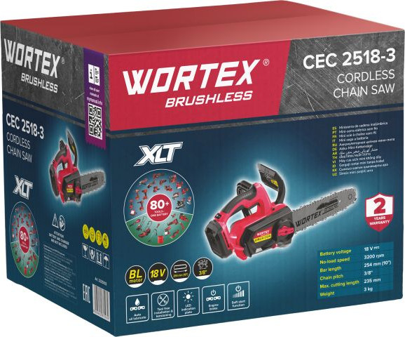 Изображение товара Пила цепная аккумуляторная Wortex CEC 2518-3 / 2325003 (в коробке)