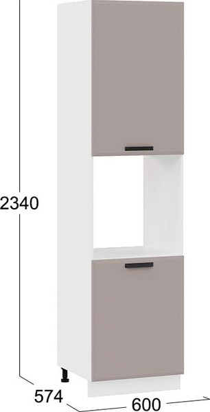 Изображение товара Шкаф-пенал кухонный ТриЯ Тиана 1ПВ6 с двумя дверями (белый/мокко супермат)