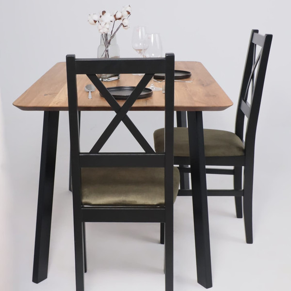 Изображение товара Обеденный стол ОКА Майон 120x80x74 (дуб натуральный/черный)