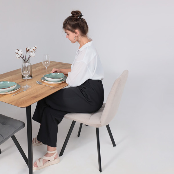 Изображение товара Обеденный стол ОКА Майон 120x80x74 (дуб натуральный/черный)