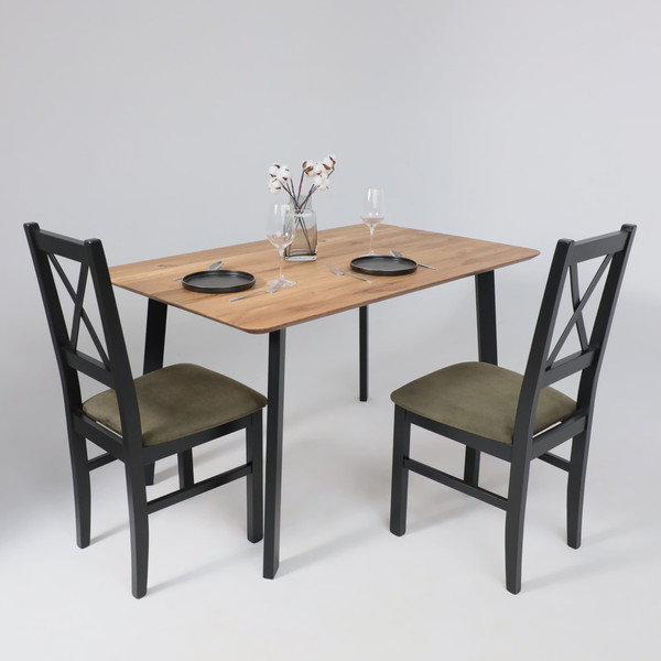 Изображение товара Обеденный стол ОКА Майон 120x80x74 (дуб натуральный/черный)