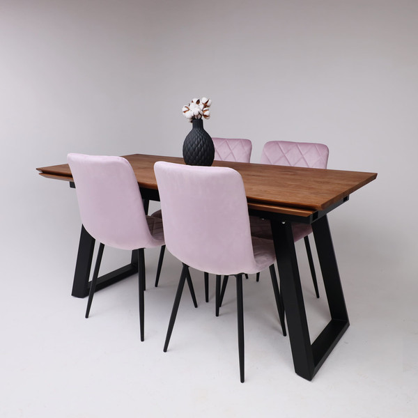 Изображение товара Обеденный стол ОКА Сангай раздвижной 136-196x80x75 (дуб мореный/черный)