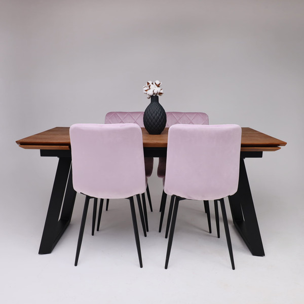 Изображение товара Обеденный стол ОКА Сангай раздвижной 136-196x80x75 (дуб мореный/черный)