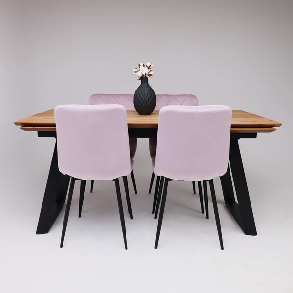 Изображение товара Обеденный стол ОКА Сангай раздвижной 136-196x80x75 (дуб натуральный/черный )