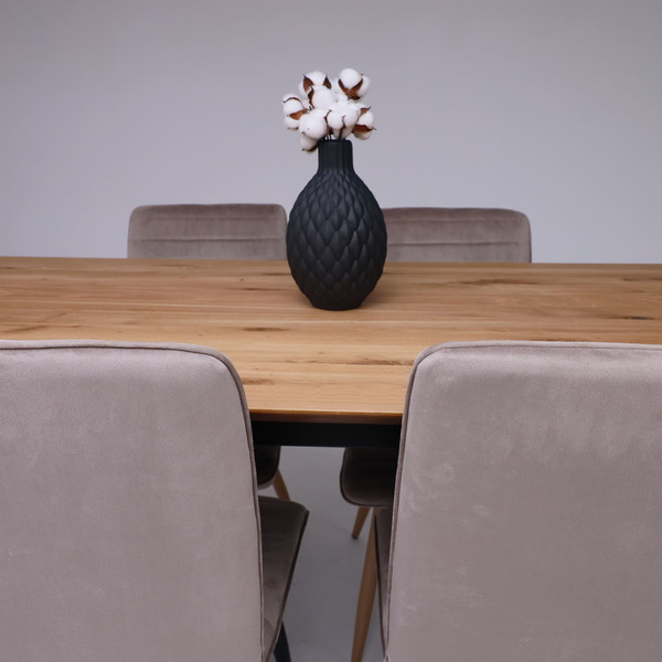 Изображение товара Обеденный стол ОКА Сангай раздвижной 136-196x80x75 (дуб натуральный/черный )