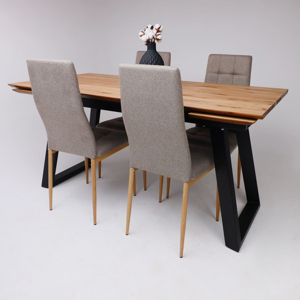 Изображение товара Обеденный стол ОКА Сангай раздвижной 136-196x80x75 (дуб натуральный/черный )