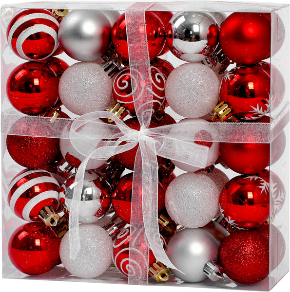 Изображение товара Набор шаров новогодних Золотая сказка 592595 (50шт, красный/белый)