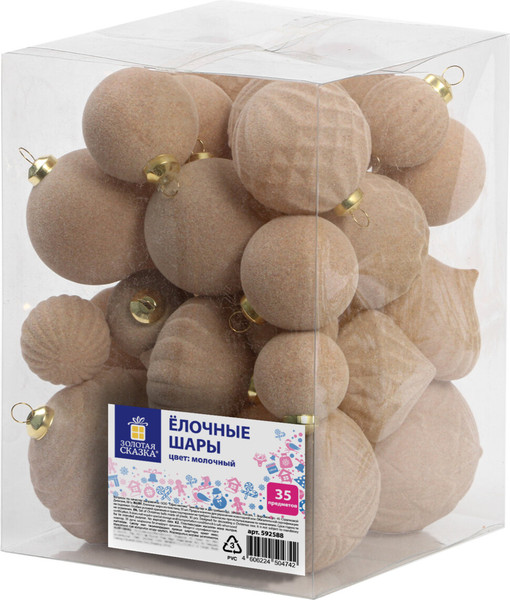 Изображение товара Набор шаров новогодних Золотая сказка 592588 (35шт, молочный)