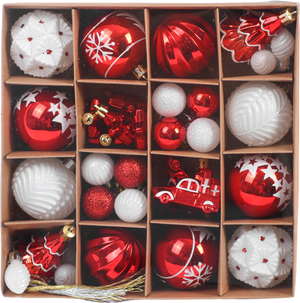 Изображение товара Набор елочных игрушек Золотая сказка 592589 (42шт, красный/белый)