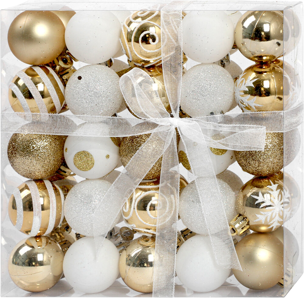 Изображение товара Набор шаров новогодних Золотая сказка 592593 (50шт, золотой/белый)