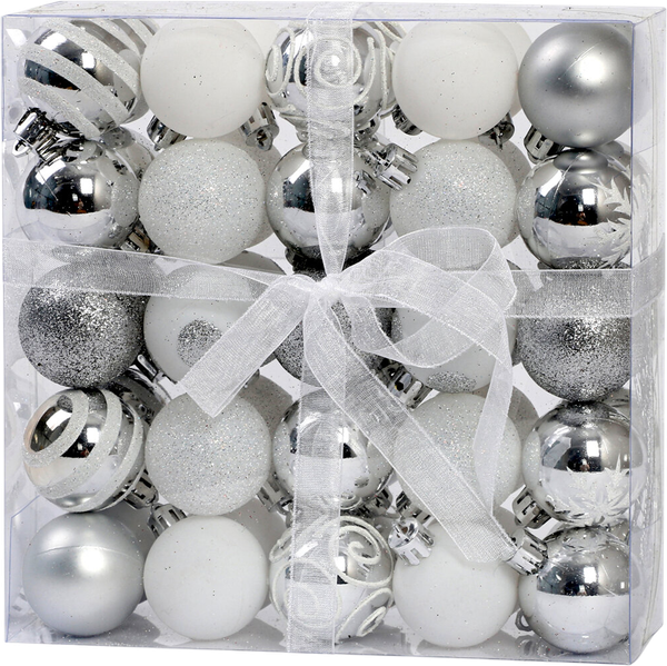 Изображение товара Набор шаров новогодних Золотая сказка 592594 (50шт, серебристый)
