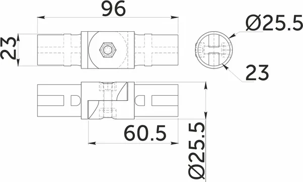 Изображение товара Соединитель для трубы мебельной AKS d25 544 петельный (хром)