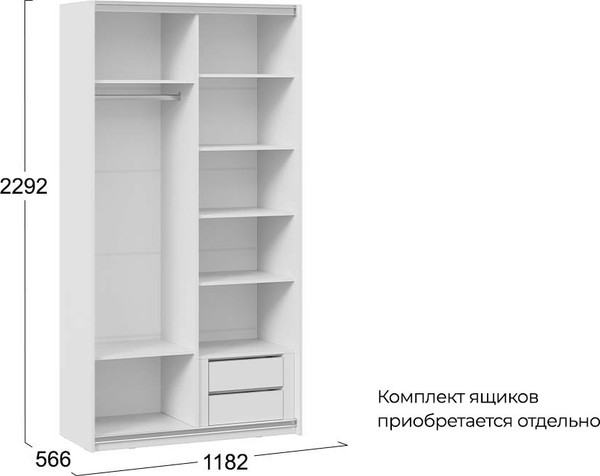 Изображение товара Шкаф-купе ТриЯ Оскар Тиффани Т2 1200 / 282720 (черный/белый снег/белый софт)