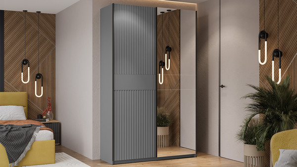 Изображение товара Шкаф-купе ТриЯ Оскар Тиффани Т2 1400 / 282738 (черный/серый графит/графит матовый)