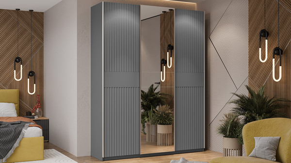 Изображение товара Шкаф-купе ТриЯ Оскар Тиффани Т2 1800 / 280820 (серебро/серый графит/графит матовый)