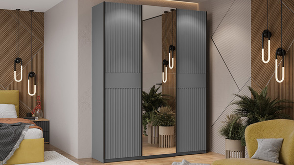 Изображение товара Шкаф-купе ТриЯ Оскар Тиффани Т2 1800 / 280823 (черный/серый графит/графит матовый)