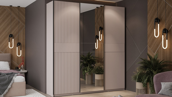 Изображение товара Шкаф-купе ТриЯ Оскар Тиффани Т2 2100 / 282761 (черный/кашемир/кашемир матовый)