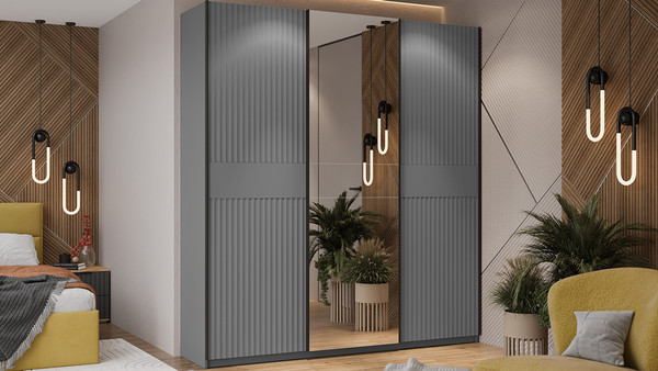 Изображение товара Шкаф-купе ТриЯ Оскар Тиффани Т2 2100 / 282762 (черный/серый графит/графит матовый)