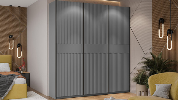 Изображение товара Шкаф-купе ТриЯ Оскар Тиффани Т2 2100 / 282754 (черный/серый графит/графит матовый)
