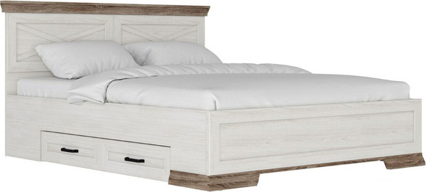 Изображение товара Двуспальная кровать Black Red White Marselle LOZ160х200 с ящиками (ясень снежный/дуб сонома темный/ясень снежный)