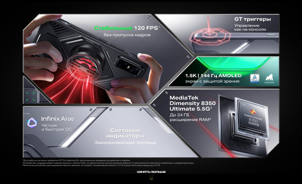 Изображение товара Смартфон Infinix GT 30 Pro 8GB/256GB (серый)