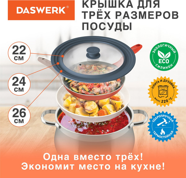 Изображение товара Крышка стеклянная Daswerk Универсальная / 607586 (антрацит)