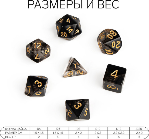 Изображение товара Набор кубиков для настольной игры Время игры Дайсы для ДнД Туман / 6935241