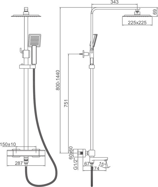 Изображение товара Душевая система со смесителем Ledeme L2424Y