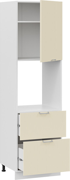 Изображение товара Шкаф-пенал кухонный ТриЯ Кимберли 1П6Я2 с одной дверью и двумя ящиками (белый/крем)