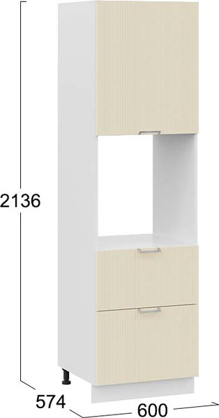 Изображение товара Шкаф-пенал кухонный ТриЯ Кимберли 1П6Я2 с одной дверью и двумя ящиками (белый/крем)