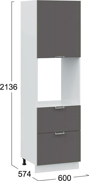 Изображение товара Шкаф-пенал кухонный ТриЯ Кимберли 1П6Я2 с одной дверью и двумя ящиками (белый/муссон)