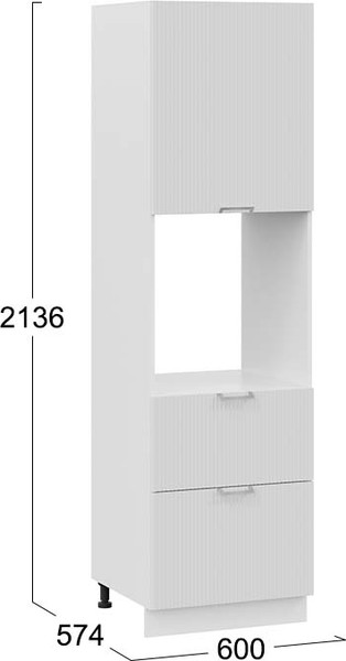 Изображение товара Шкаф-пенал кухонный ТриЯ Кимберли 1П6Я2 с одной дверью и двумя ящиками (белый/сноу)
