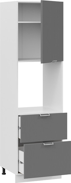 Изображение товара Шкаф-пенал кухонный ТриЯ Кимберли 1П6Я2 с одной дверью и двумя ящиками (белый/титан)