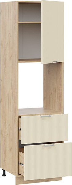 Изображение товара Шкаф-пенал кухонный ТриЯ Кимберли 1П6Я2 с одной дверью и двумя ящиками (дуб крафт золотой/крем)