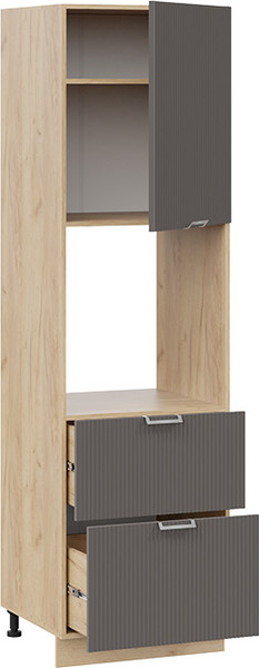 Изображение товара Шкаф-пенал кухонный ТриЯ Кимберли 1П6Я2 с одной дверью и двумя ящиками (дуб крафт золотой/муссон)