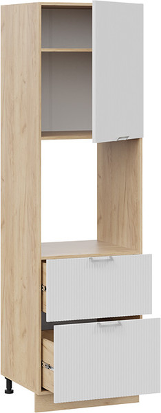 Изображение товара Шкаф-пенал кухонный ТриЯ Кимберли 1П6Я2 с одной дверью и двумя ящиками (дуб крафт золотой/сноу)