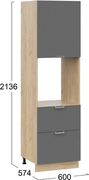 Изображение товара Шкаф-пенал кухонный ТриЯ Кимберли 1П6Я2 с одной дверью и двумя ящиками (дуб крафт золотой/титан)