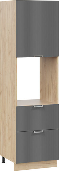 Изображение товара Шкаф-пенал кухонный ТриЯ Кимберли 1П6Я2 с одной дверью и двумя ящиками (дуб крафт золотой/титан)